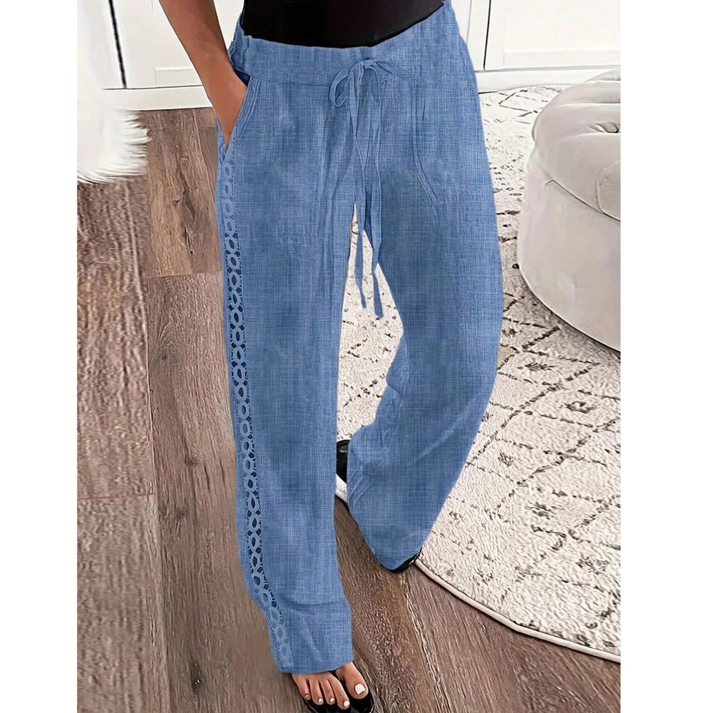 Minimalist Stretchy Waist Pocket Straight Leg Trouser Pants - Picture 6 of 8